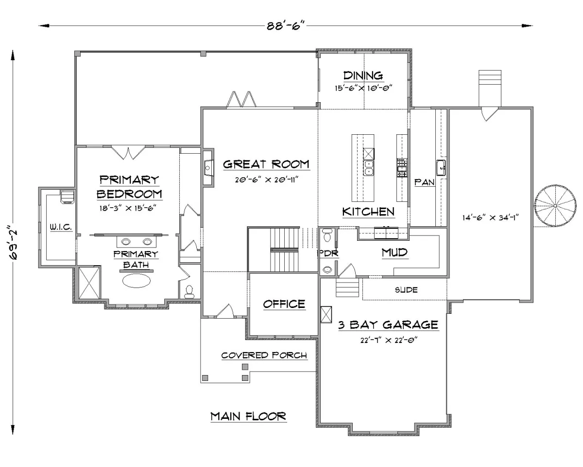 Uintah floor plan main floor view