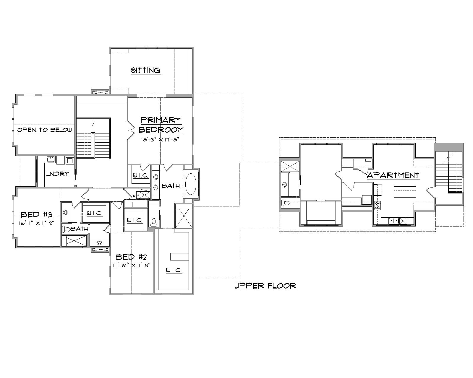 Vineyard floor plan upper floor view